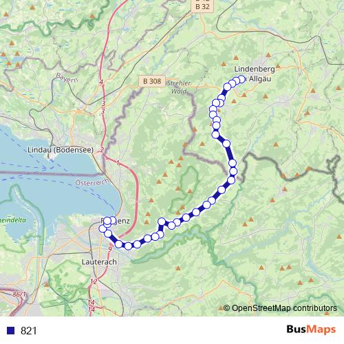 821 bus Line Map