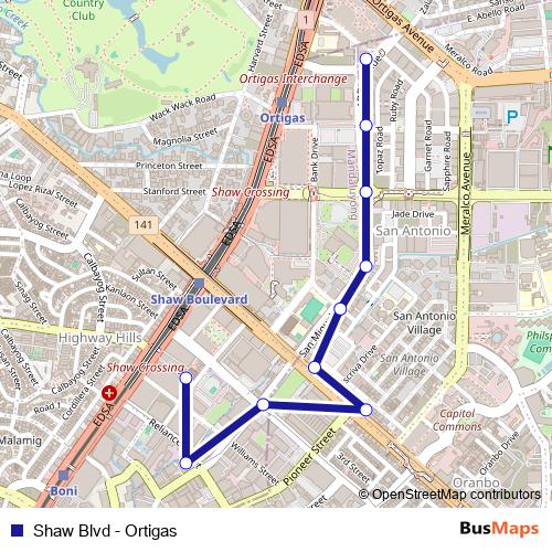 Shaw Blvd - Ortigas bus Line Map