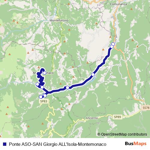 Ponte ASO-SAN Giorgio ALL'Isola-Montemonaco bus Line Map