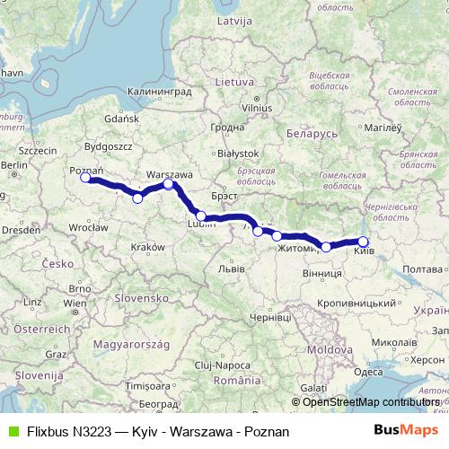 Flixbus N3223 bus Line Map