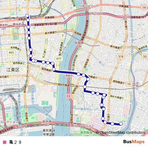 亀２９ bus Line Map