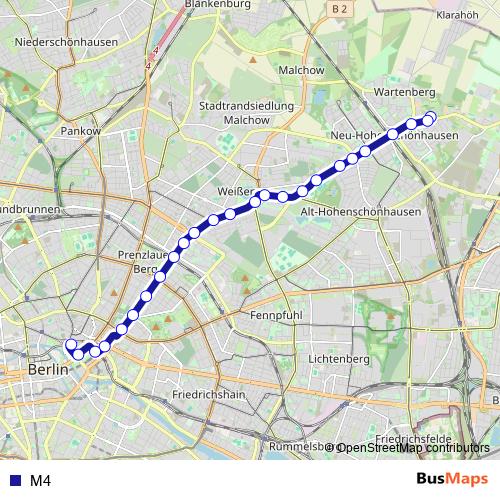 M4 tram Line Map