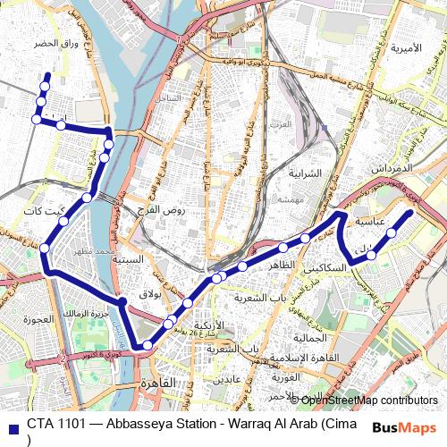 CTA 1101 bus Line Map
