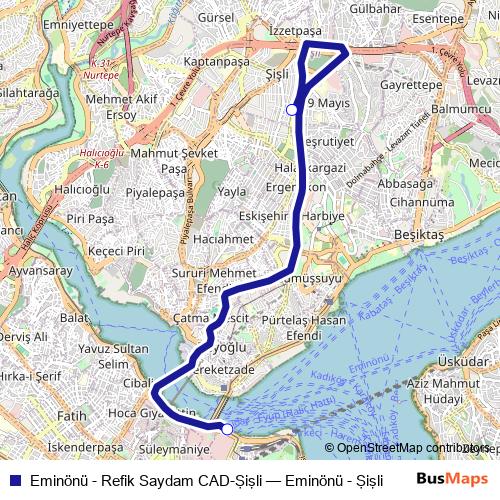Eminönü - Refik Saydam CAD-Şişli bus Line Map