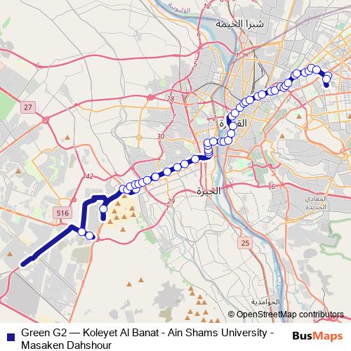 Green G2 bus Line Map