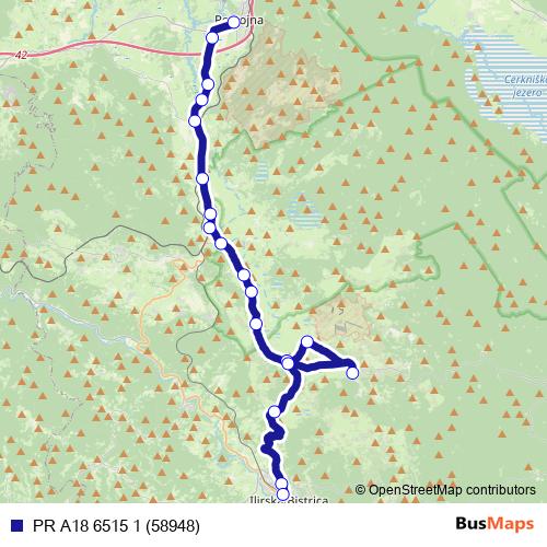 PR A18 6515 1 (58948) bus Line Map