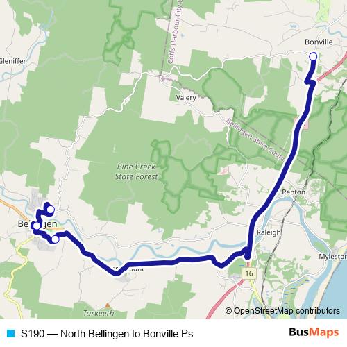 S190 bus Line Map