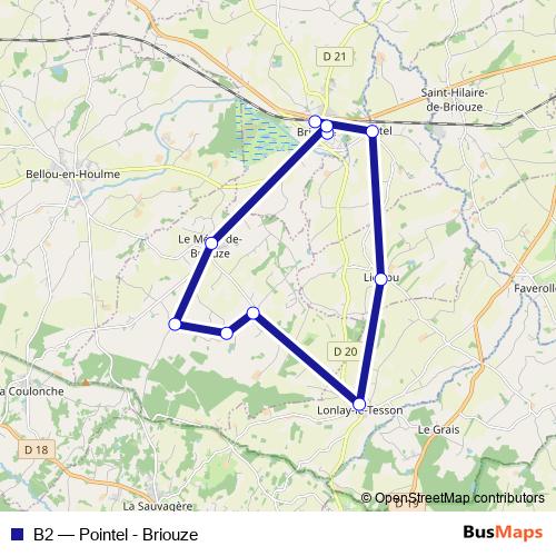 B2 bus Line Map