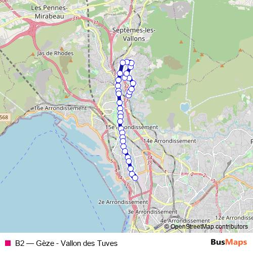 B2 bus Line Map