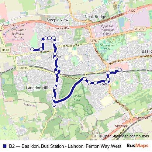 B2 bus Line Map