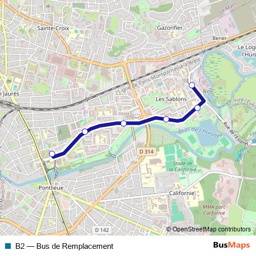 B2 bus Line Map