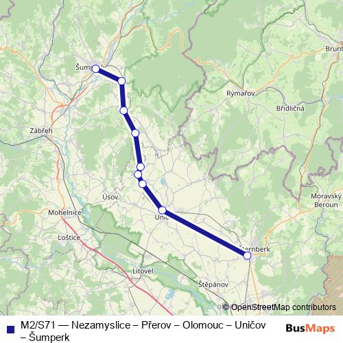 M2/S71 rail Line Map