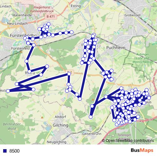 8500 bus Line Map