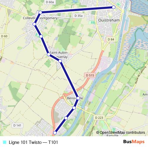 Ligne 101 Twisto bus Line Map