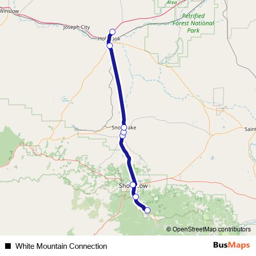 White Mountain Connection bus Line Map