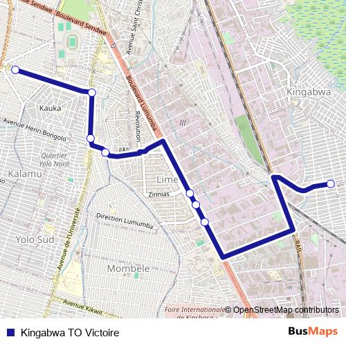 Kingabwa TO Victoire bus Line Map