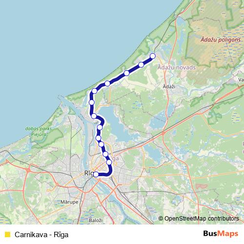 Carnikava - Rīga rail Line Map