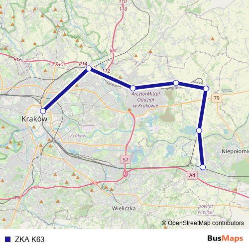 ZKA K63 bus Line Map
