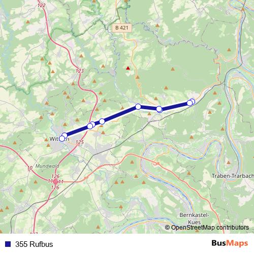 355 Rufbus bus Line Map