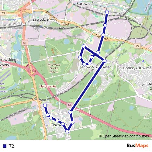 72 bus Line Map