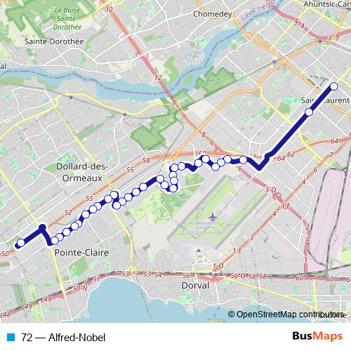 72 bus Line Map