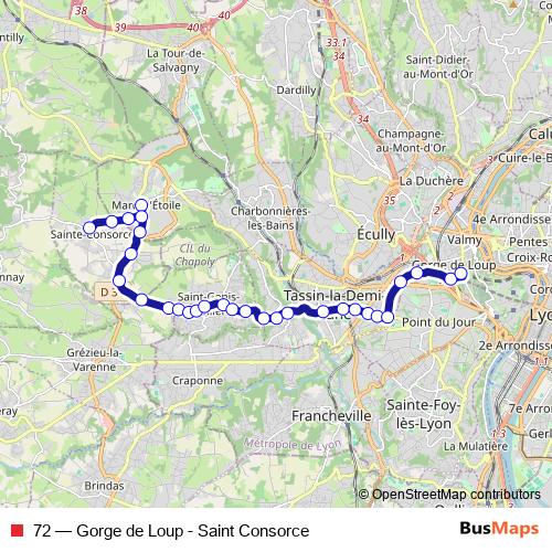 72 bus Line Map