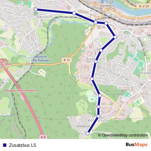 Zusatzbus L5 bus Line Map