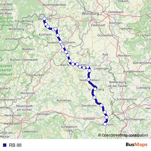 RB 88 rail Line Map