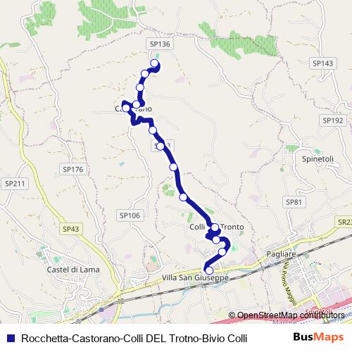 Rocchetta-Castorano-Colli DEL Trotno-Bivio Colli bus Line Map