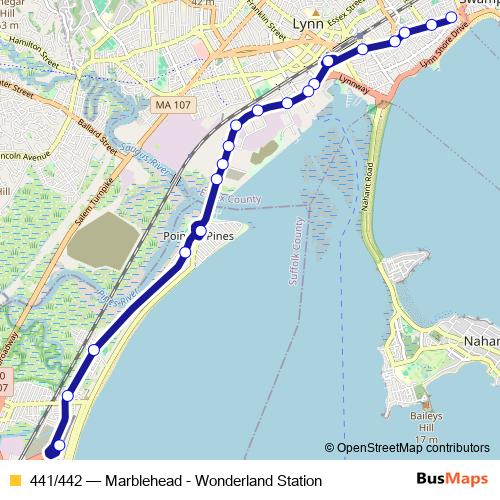 441/442 bus Line Map