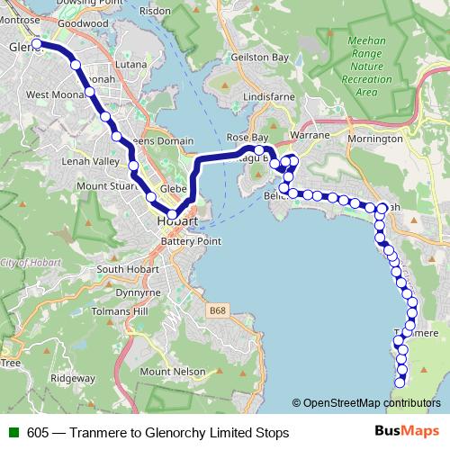 605 bus Line Map