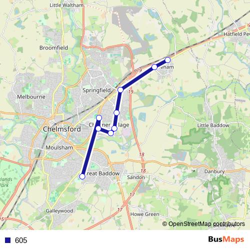 605 bus Line Map