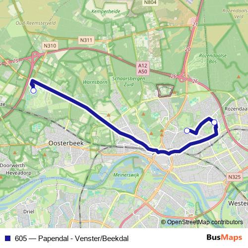 605 bus Line Map