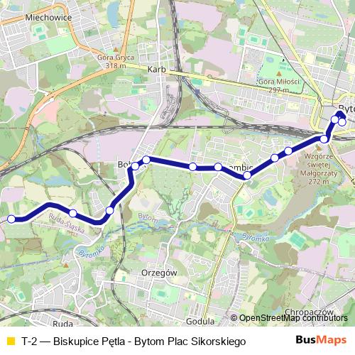 T-2 bus Line Map