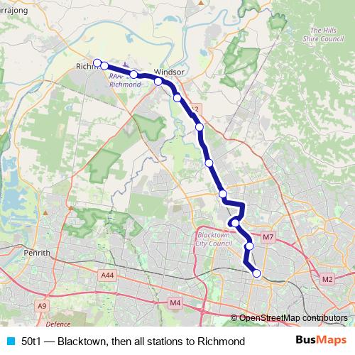 50t1 bus Line Map