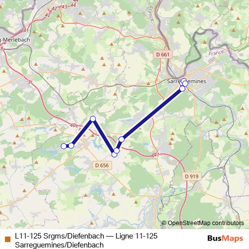 L11-125 Srgms/Diefenbach bus Line Map
