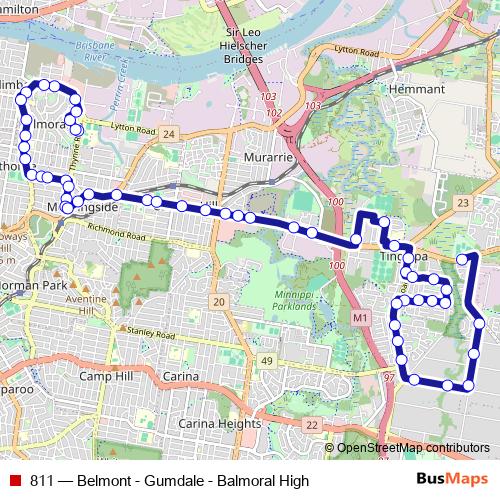 811 bus Line Map