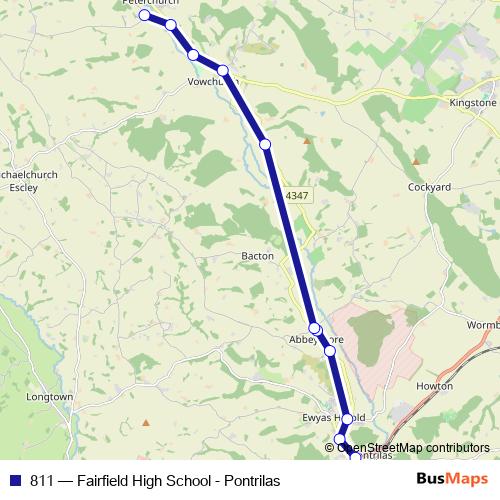 811 bus Line Map