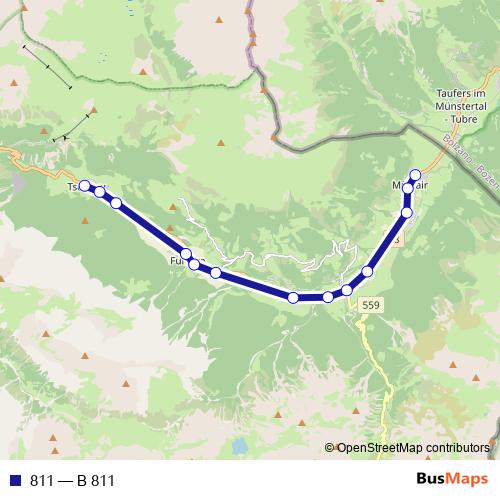 811 bus Line Map