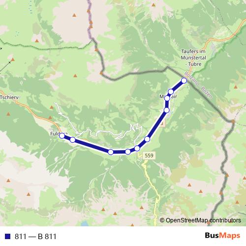 811 bus Line Map