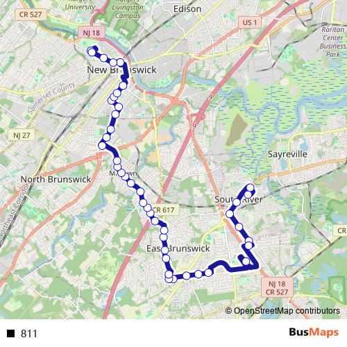 811 bus Line Map