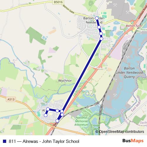 811 bus Line Map