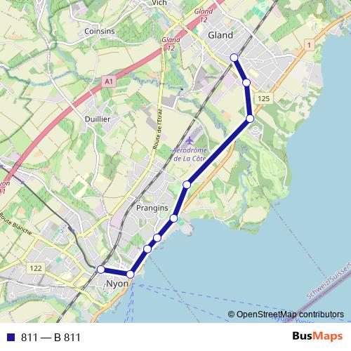 811 bus Line Map