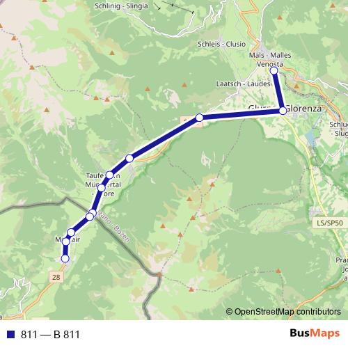 811 bus Line Map