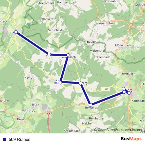 509 Rufbus bus Line Map