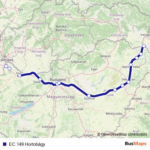 EC 149 Hortobágy rail Line Map