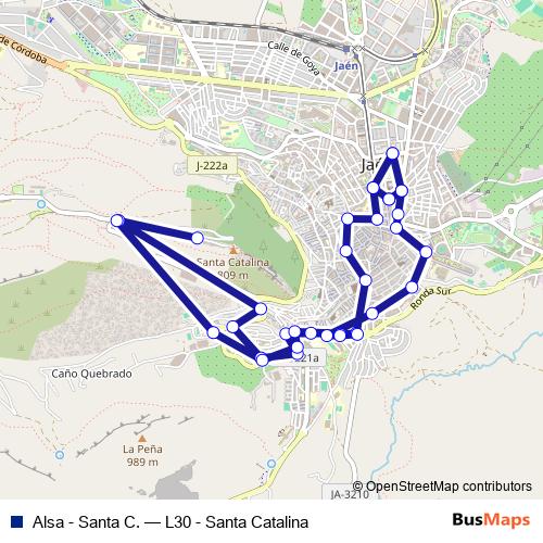 Alsa - Santa C. bus Line Map
