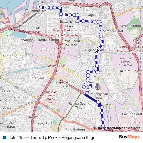 Jak.115 bus Line Map