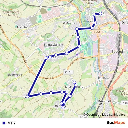 AT 7 bus Line Map