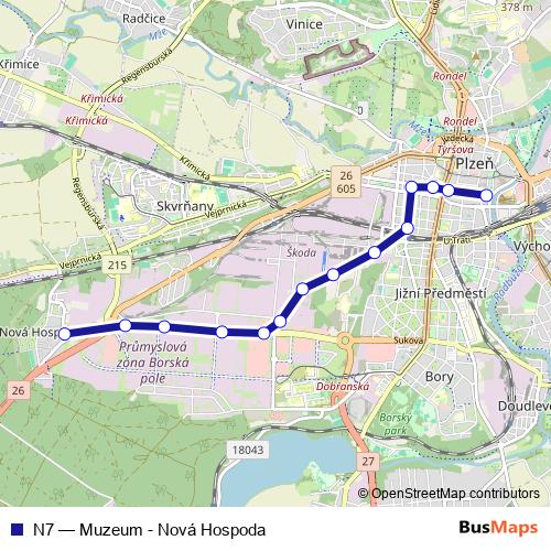 N7 trolleybus Line Map
